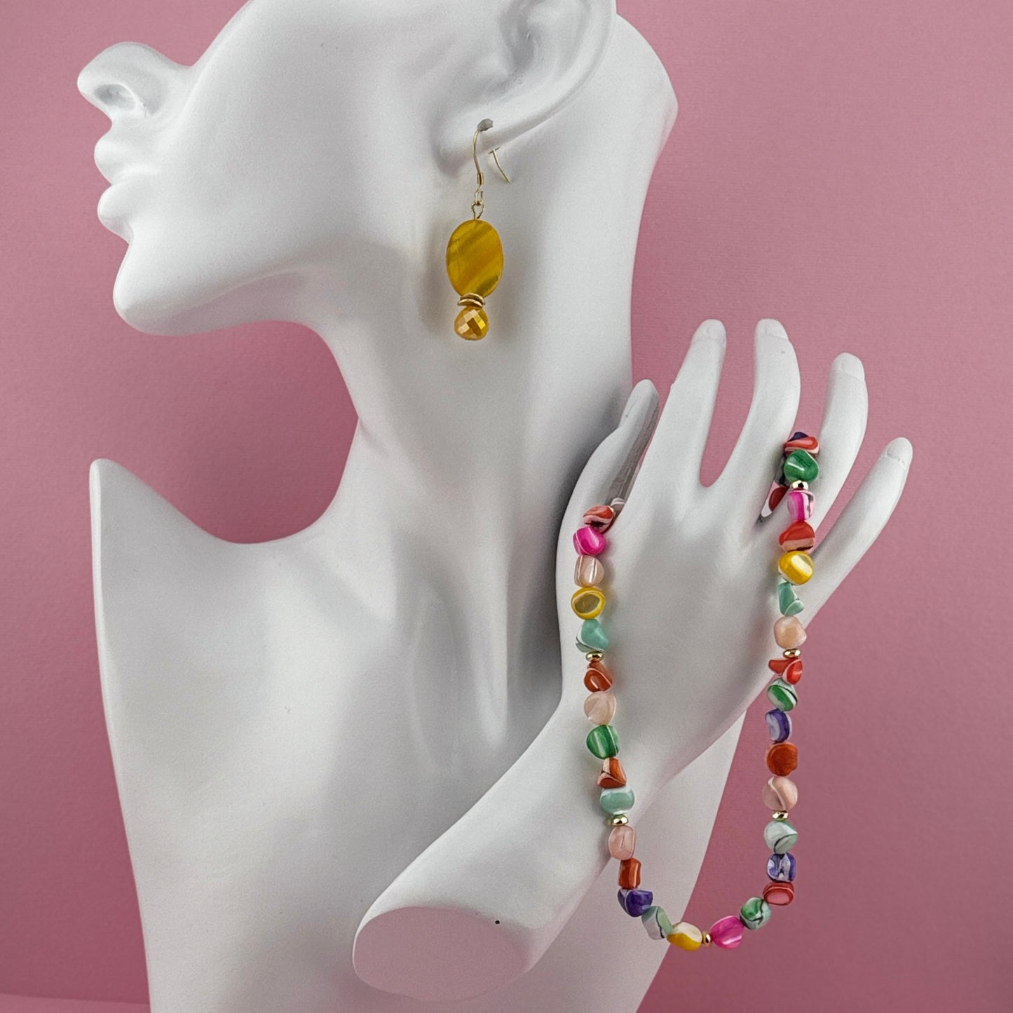 Multicolor Gemstone Necklace 16"