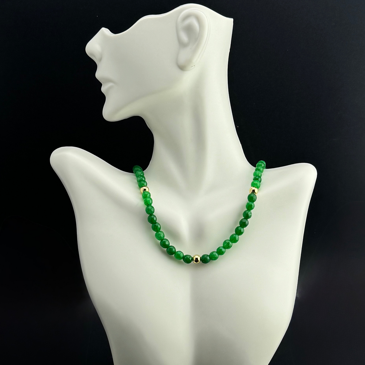 Jade and Gold Necklace 16”