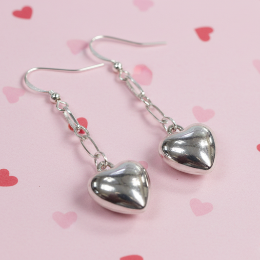 Earrings | Puffed Hearts | 2.25”