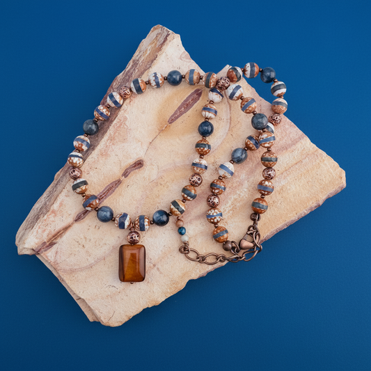 Tigereye Pendant Necklace 17”
