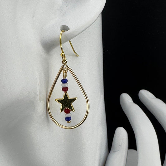 Star Charm within Teardrop Frame Earrings 1.75"