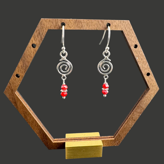 Red Swirl Earrings designed by CiCi