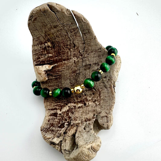 Tigereye Gemstones | 18K Gold-filled Bead | 18K Gold-plated Discs | Bracelet