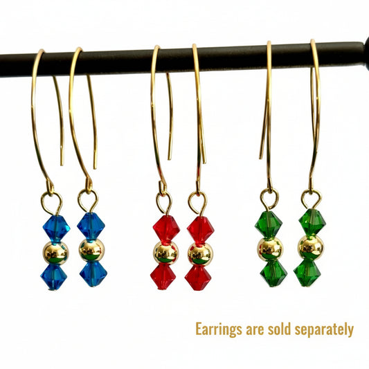 Earrings | Swarovski Crystals |18K GF Round Beads | GF Earwires | 2"