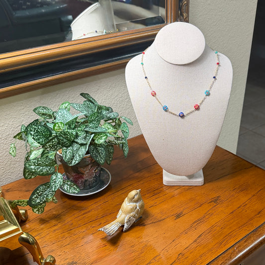 Dainty Millefiori Neckace 16" with 2" Extension