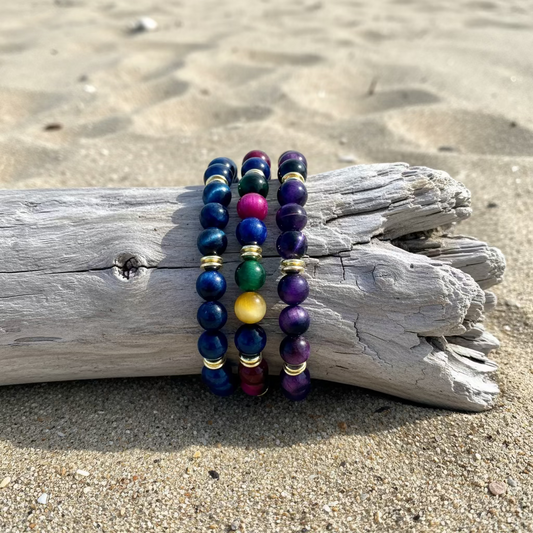 Bracelets | Multi Tigereye Gemstones | 18K Gold-filled Spacers | Double Spacers