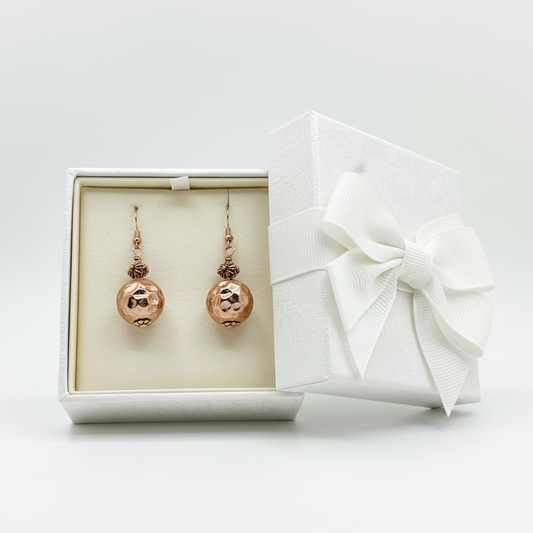 Earrings | Unique Copper Balls | Decorative Copper-plated Bead | 2"