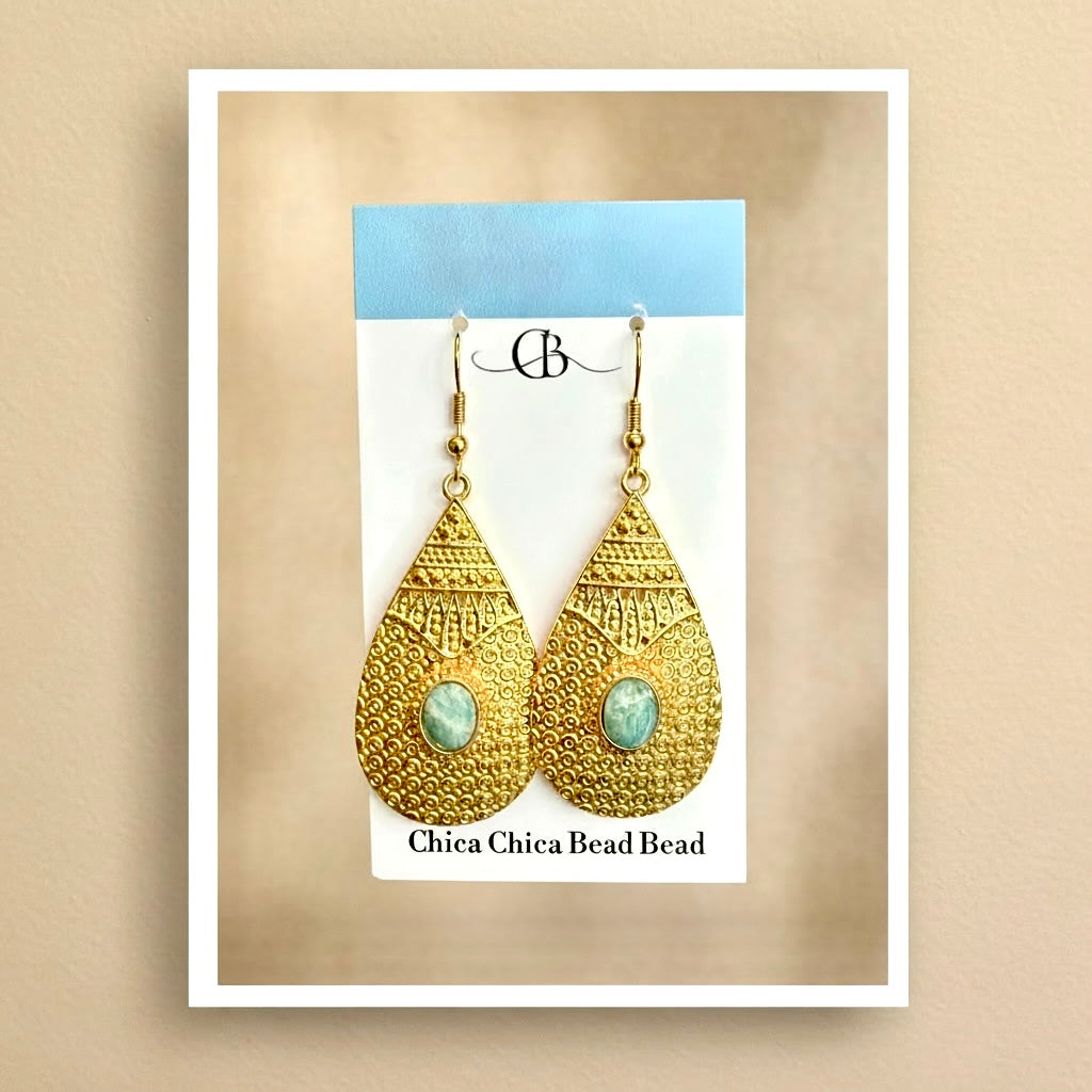 Earring | Amazonite | 18K Gold-Plate | Teardrop | 2.5”