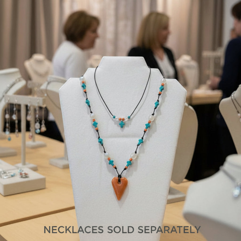 Necklace | Leather | Minimalist | Turquoise Magnesite Mini-Cross | Misty Agate Beads | Spiny Oyster | 14” | 2” Extension