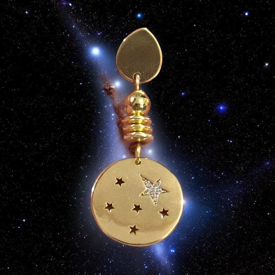 18K Gold-plated Earrings with Mystical Star Charms 1.75”