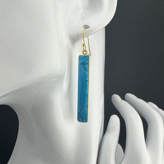 Earrings | Turquoise Bar | 18K Gold-filled | 2.25"