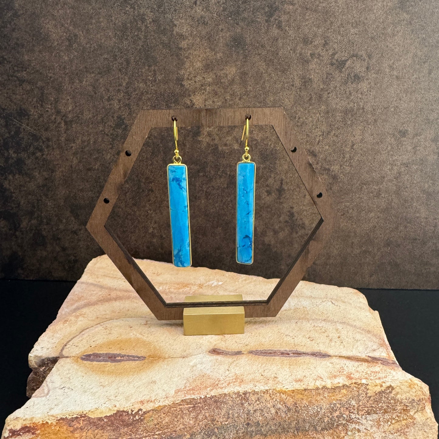 Turquoise Bar Earrings 2.25"