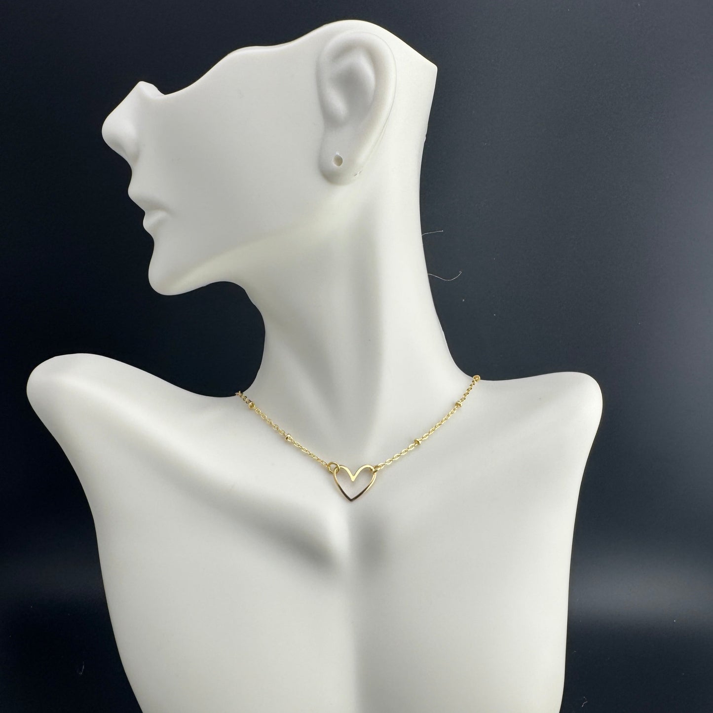 Gold Sliding Heart on Dainty Chain 16"