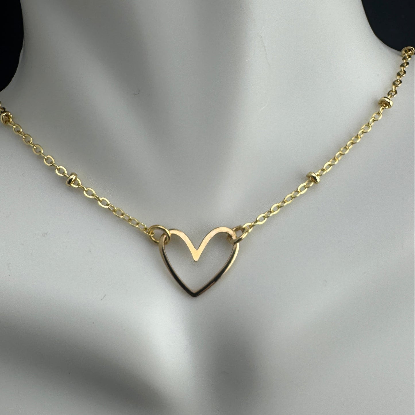 Gold Sliding Heart on Dainty Chain 16"