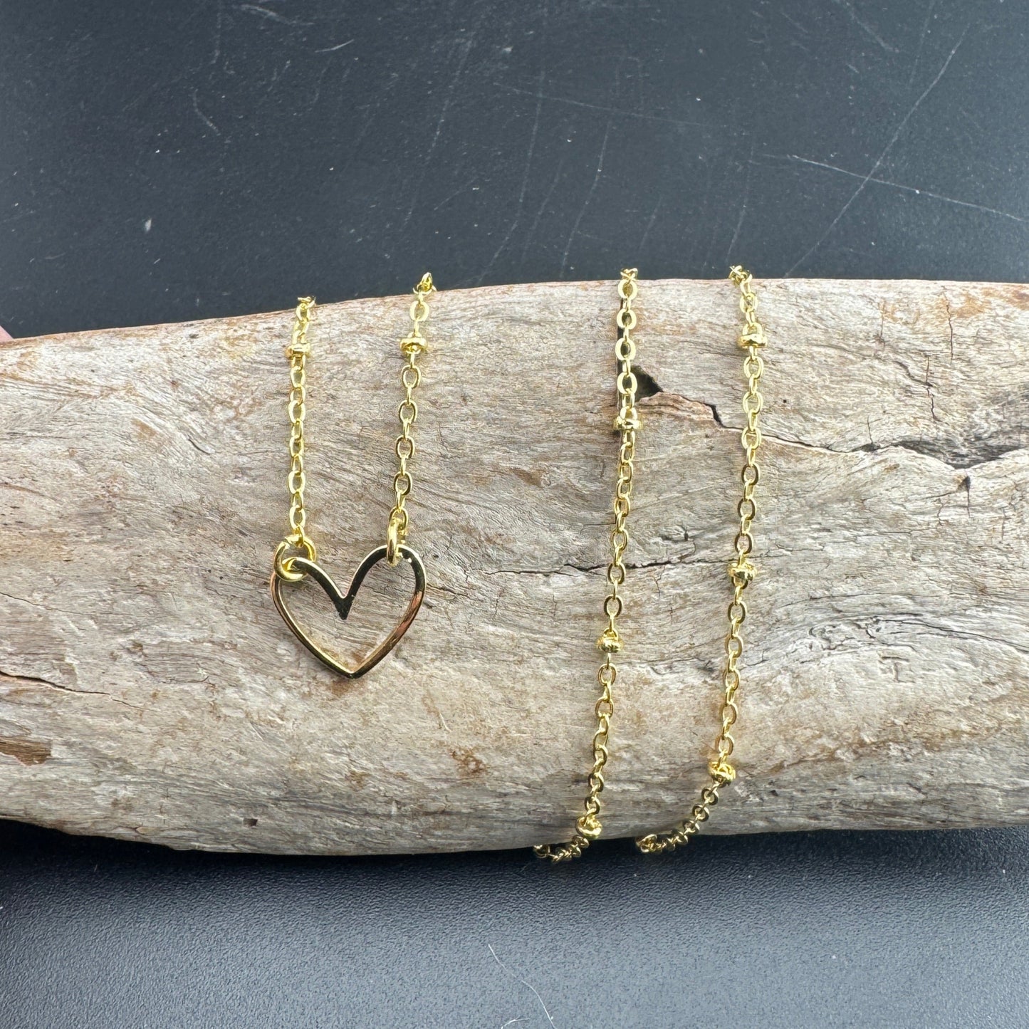 Gold Sliding Heart on Dainty Chain 16"