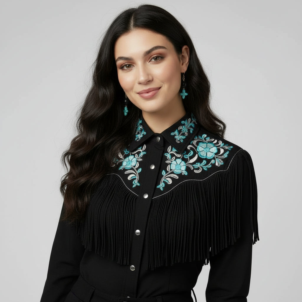 Earrings | Magnesite Turquoise Cross | Onyx Gemstones | Gold-plated Findings | 1.75"