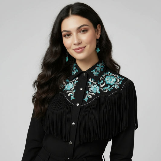 Earrings | Magnesite Turquoise Cross | Onyx Gemstones | Gold-plated Findings | 1.75"