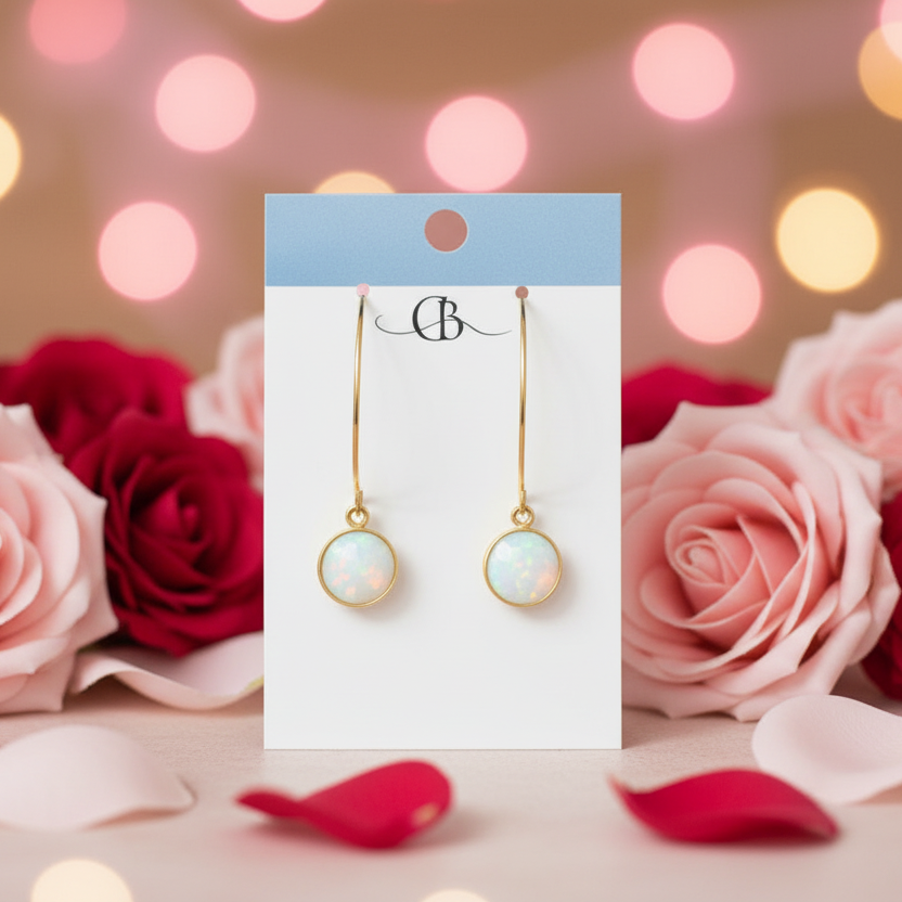 Earrings | Moonstone Rounds | 18K GF Findings | 2.75"