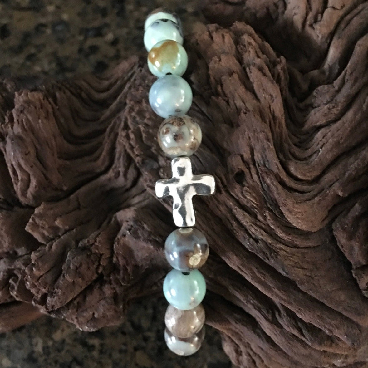 Amazonite Cross Bracelet