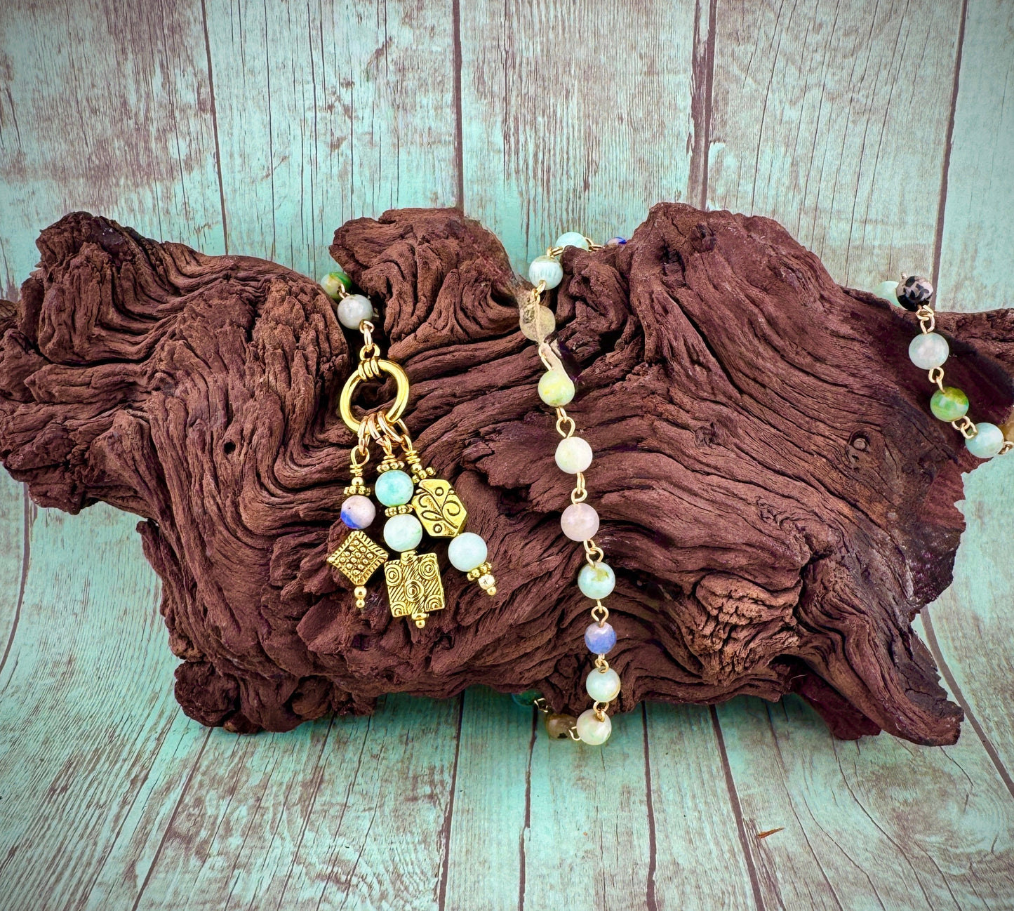 Amazonite with Charms Necklace 18”