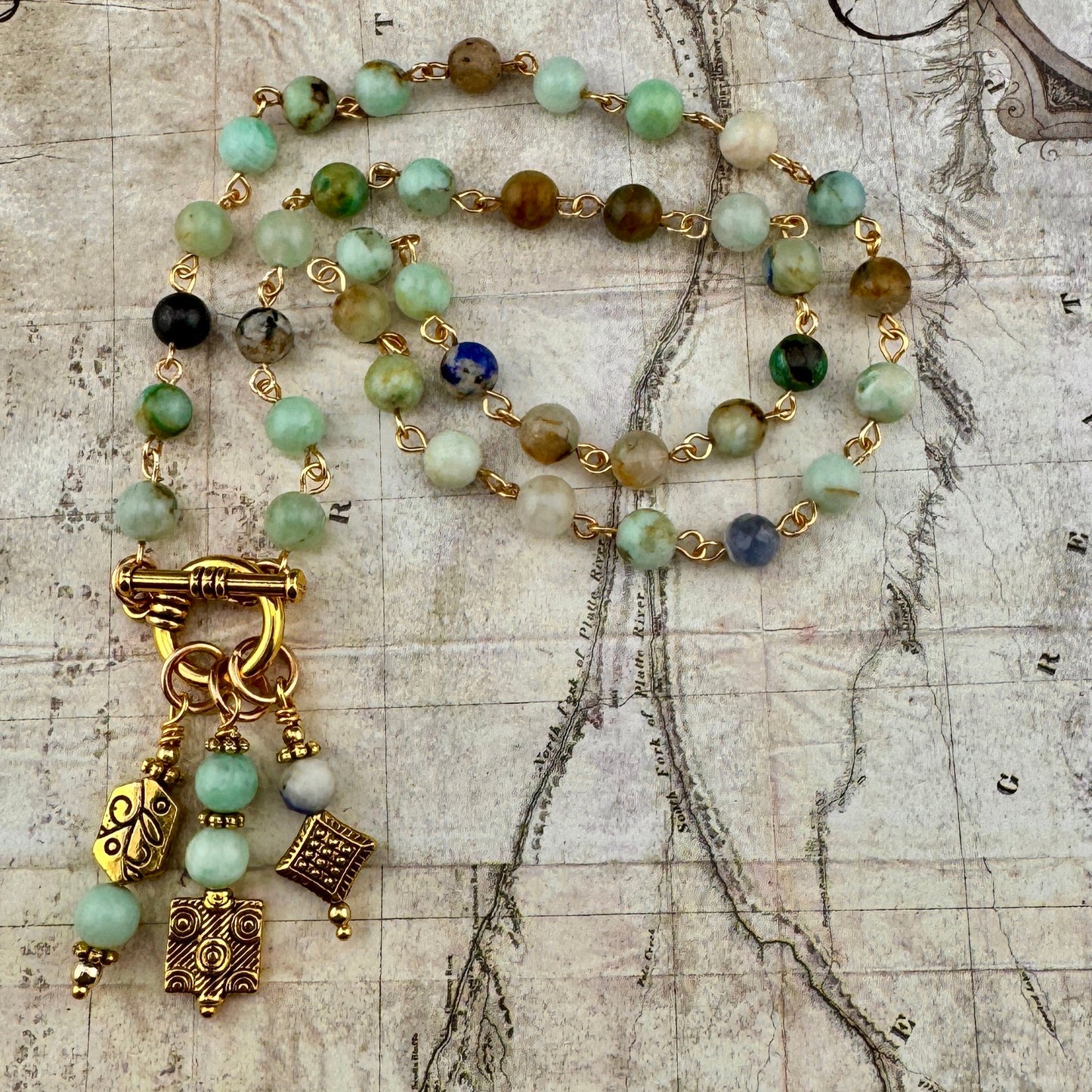 Amazonite with Charms Necklace 18”