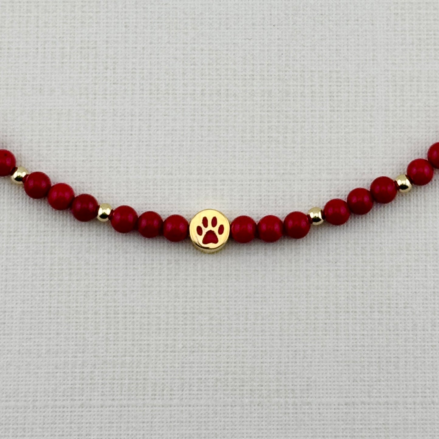 Paw Print Red Necklace 16"