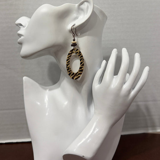 Earrings | Hoops | Oval-Shaoped | Zentangled | Wood-burned | Large | 3
