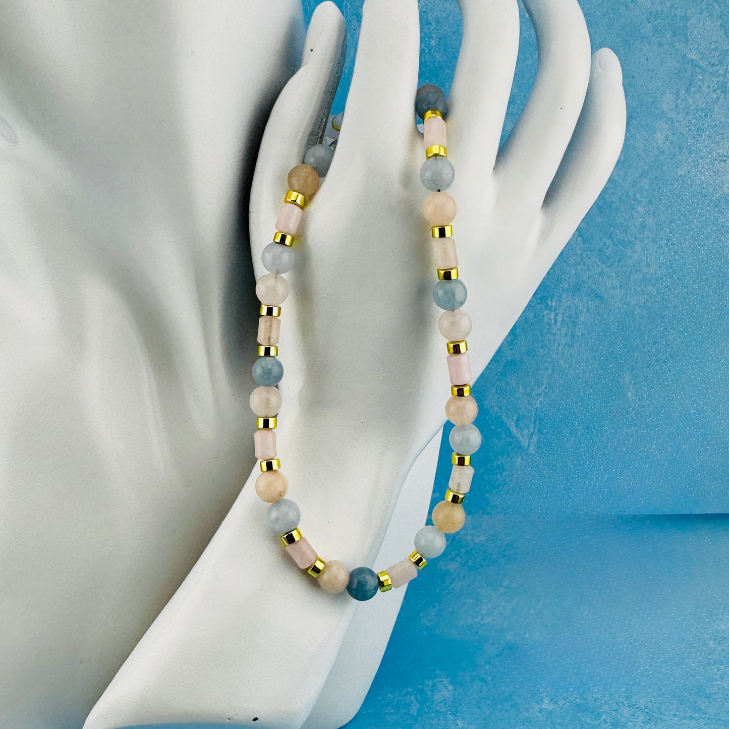 Pastel Pink & Blue Necklace 18"