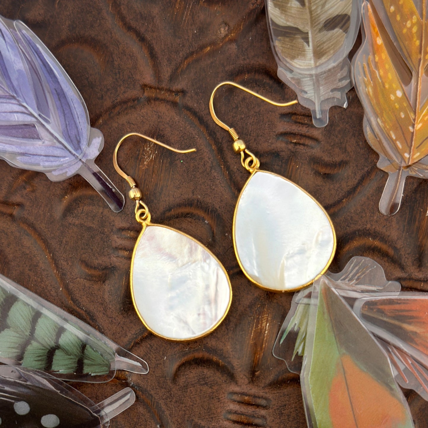 Mother-of-Pearl Earrings 1.75"