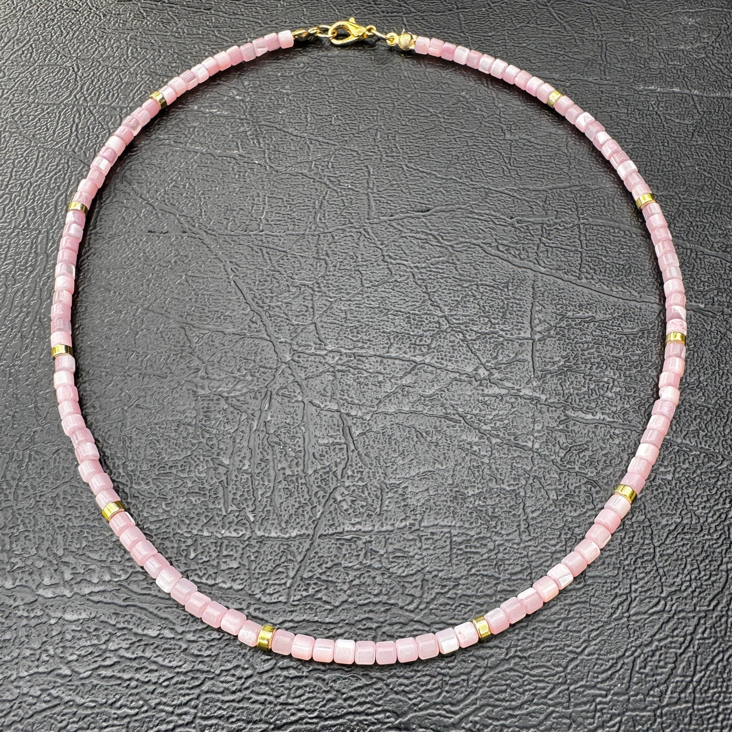 Rose Quartz Tube Necklace 16"