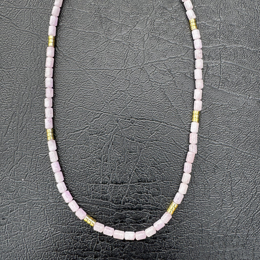 Amythest Quartz Tube Necklace 16"