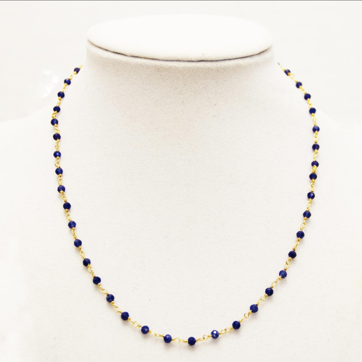 Simple 18K Gold Plate Sapphire Chain 18"