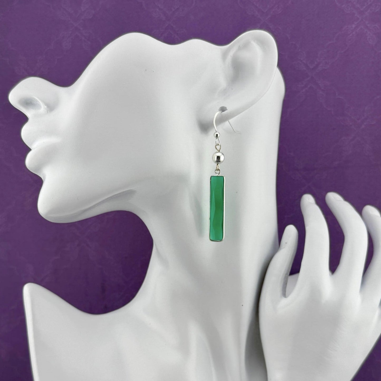 Dyed Emerald Earrings 2.5"