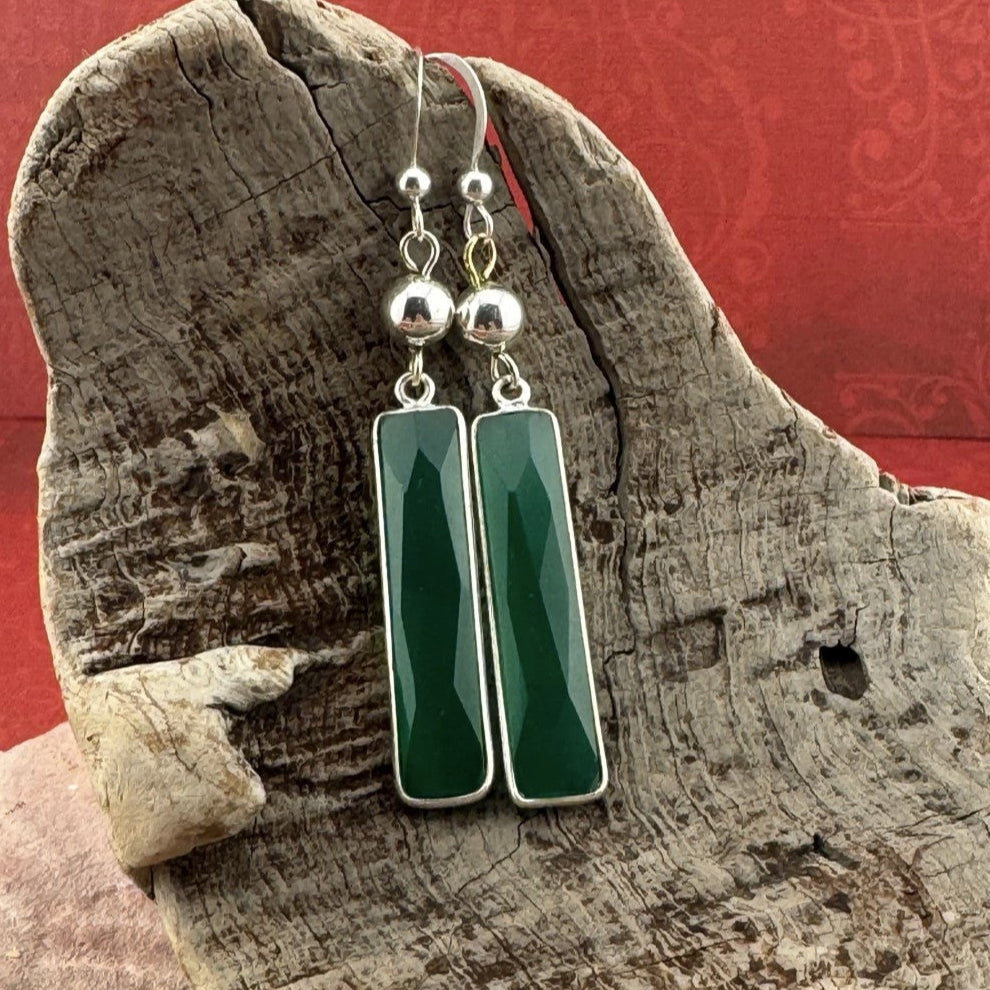 Dyed Emerald Earrings 2.5"