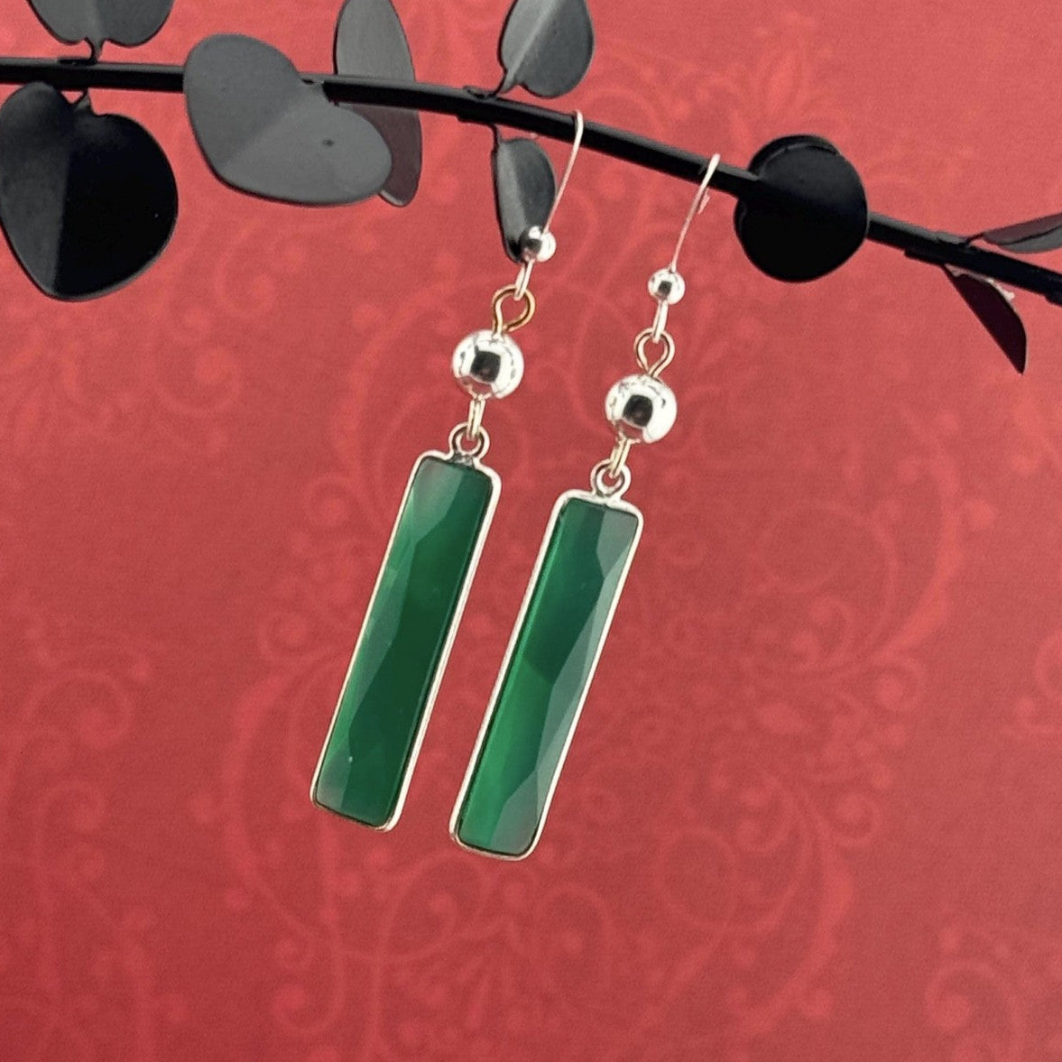 Dyed Emerald Earrings 2.5"