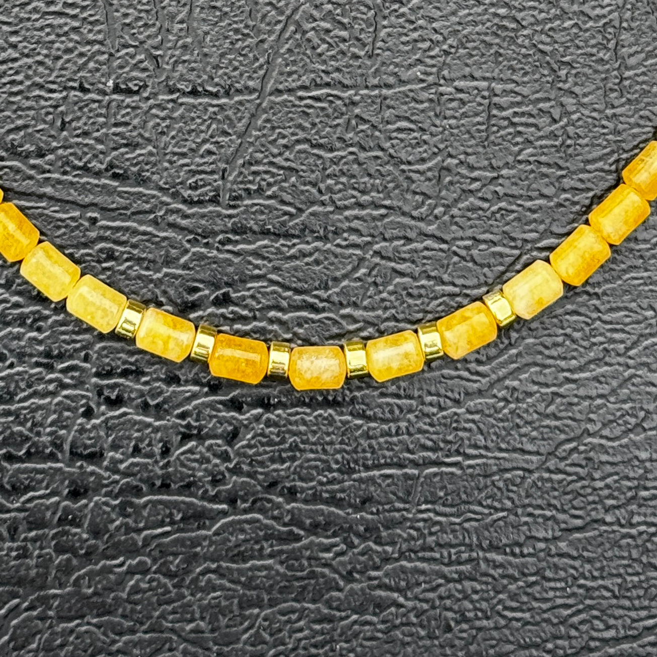 Yellow Jade Tube Necklace 15"