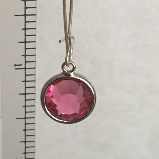 Pink Crystal Earrings 1.75"