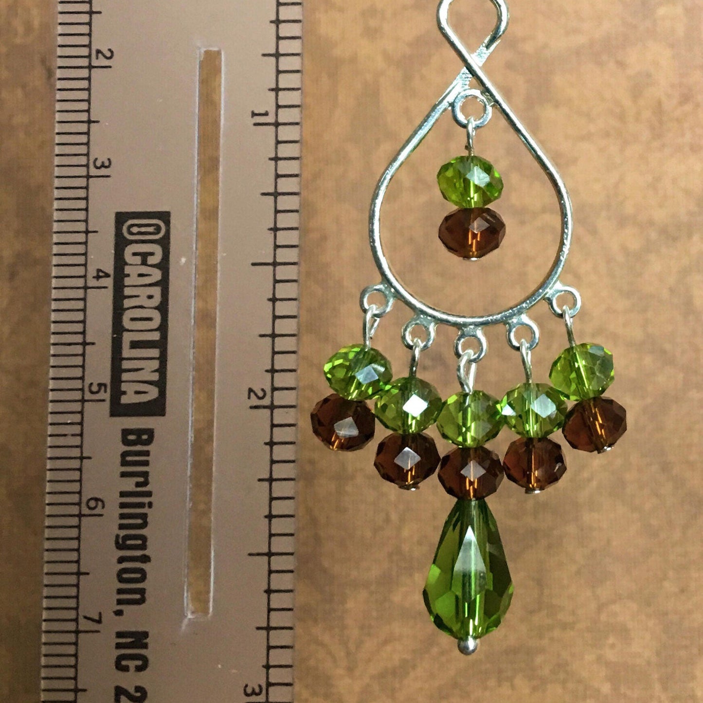 Topaz and Green Crystal Chandelier Earrings 3"