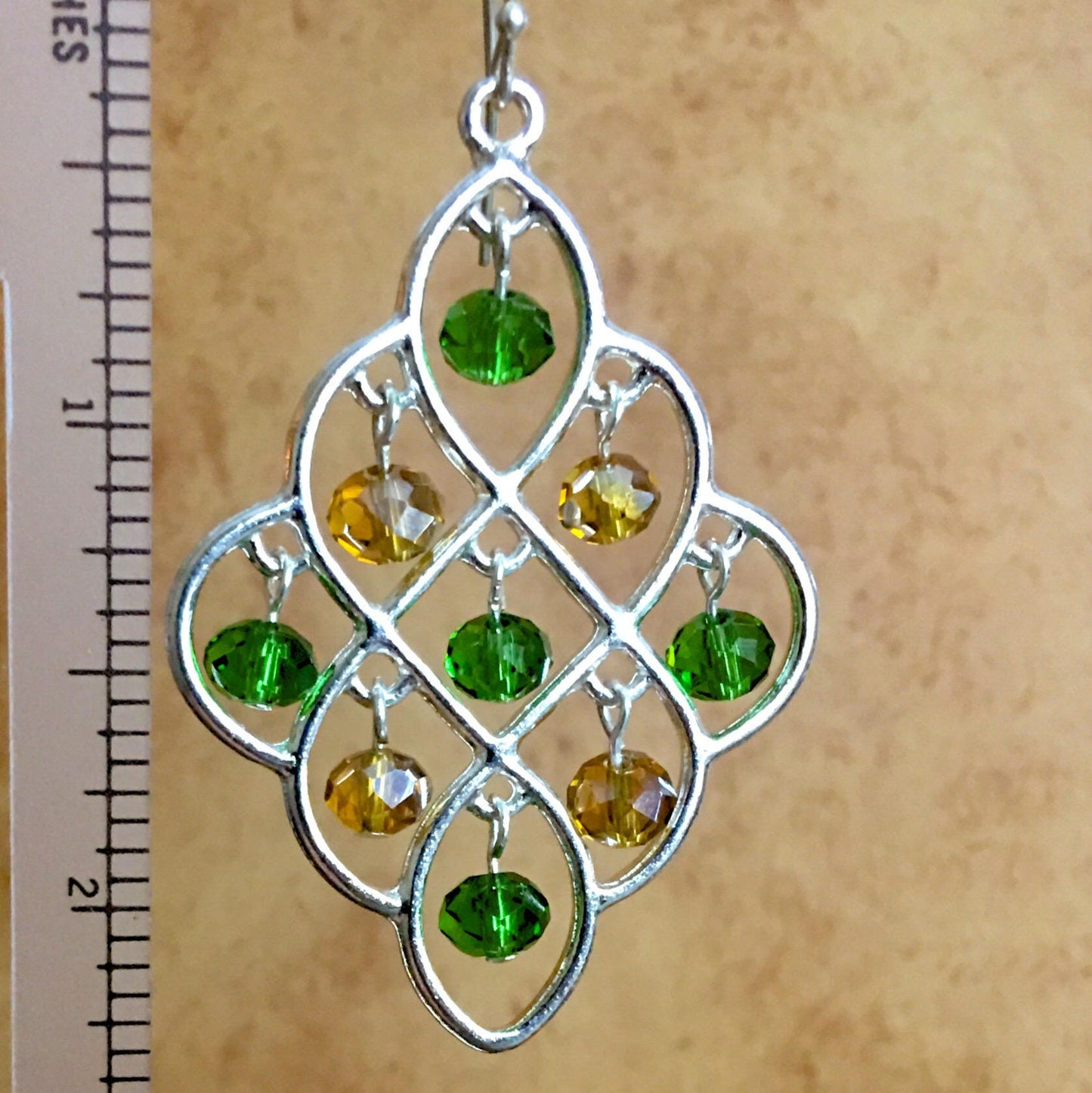 Amber & Green Chandelier Earrings 2.5"