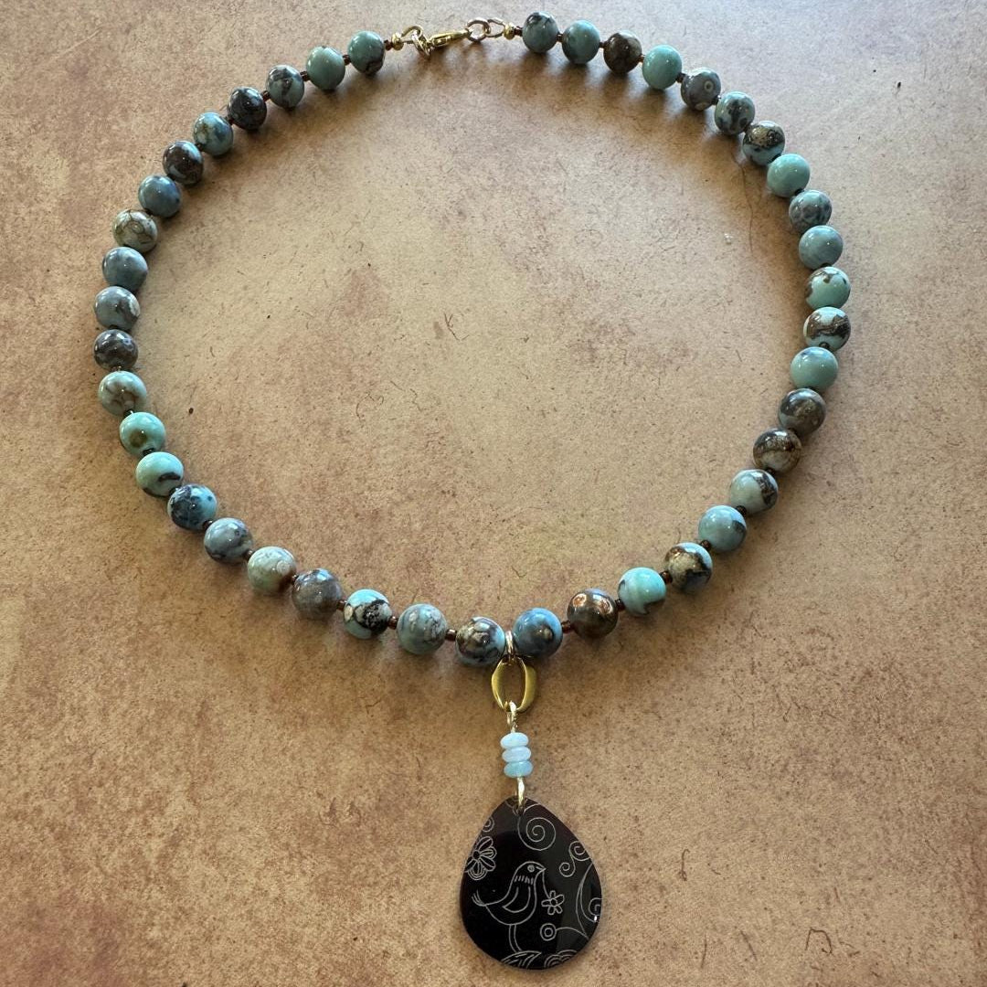 Amazonite Necklace with Pendant 16"