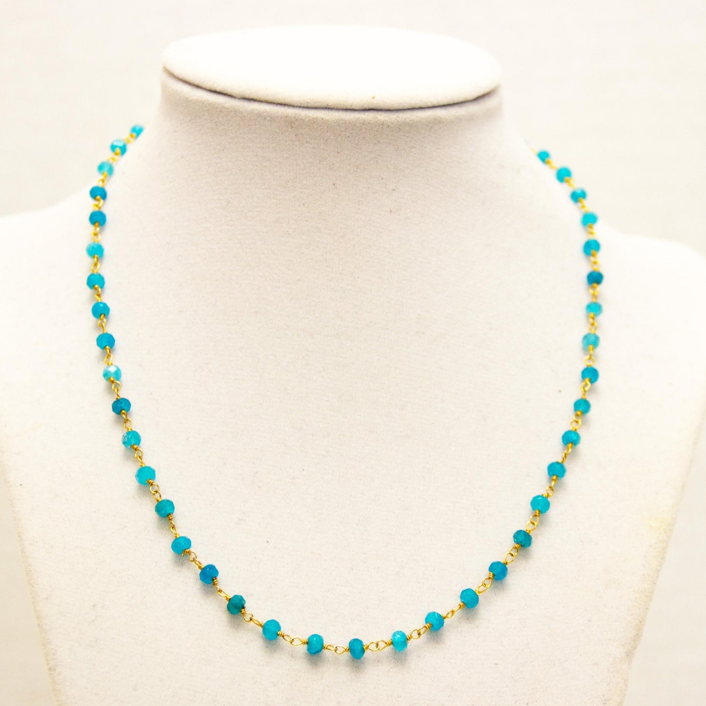 Dainty 18K Gold Plate Chain with Stones 16"