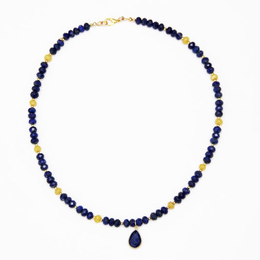 Lapis & Amber Necklace 18"