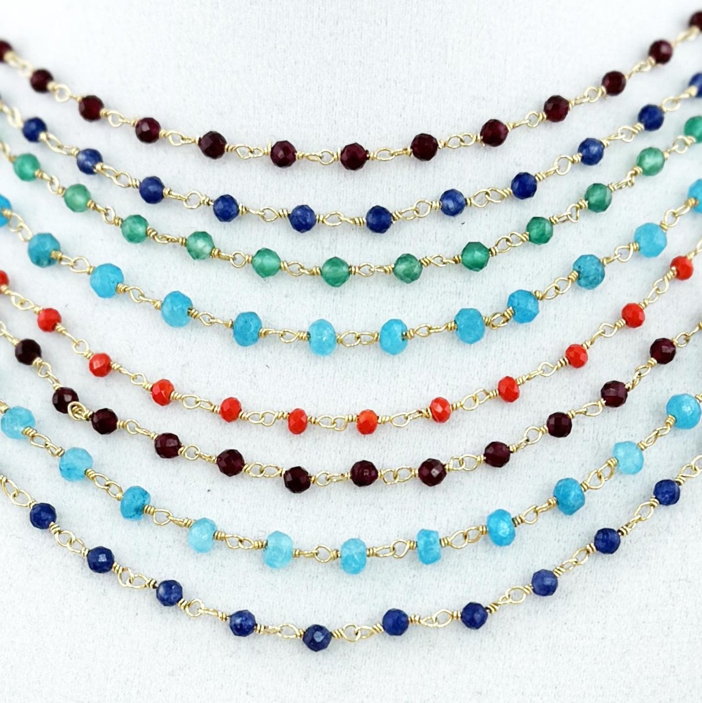 Simple 18K Gold Plate Sapphire Chain 18"