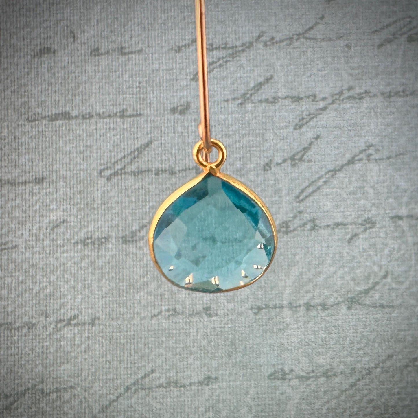 Aqua Topaz Earrings 1.5"