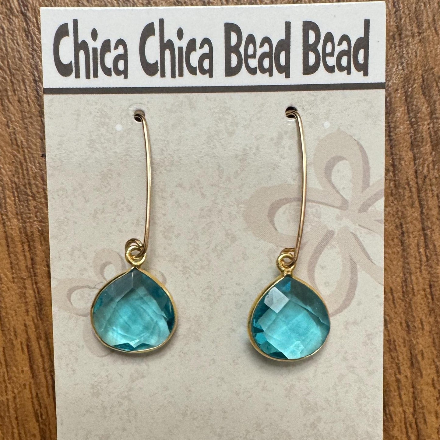 Aqua Topaz Earrings 1.5"