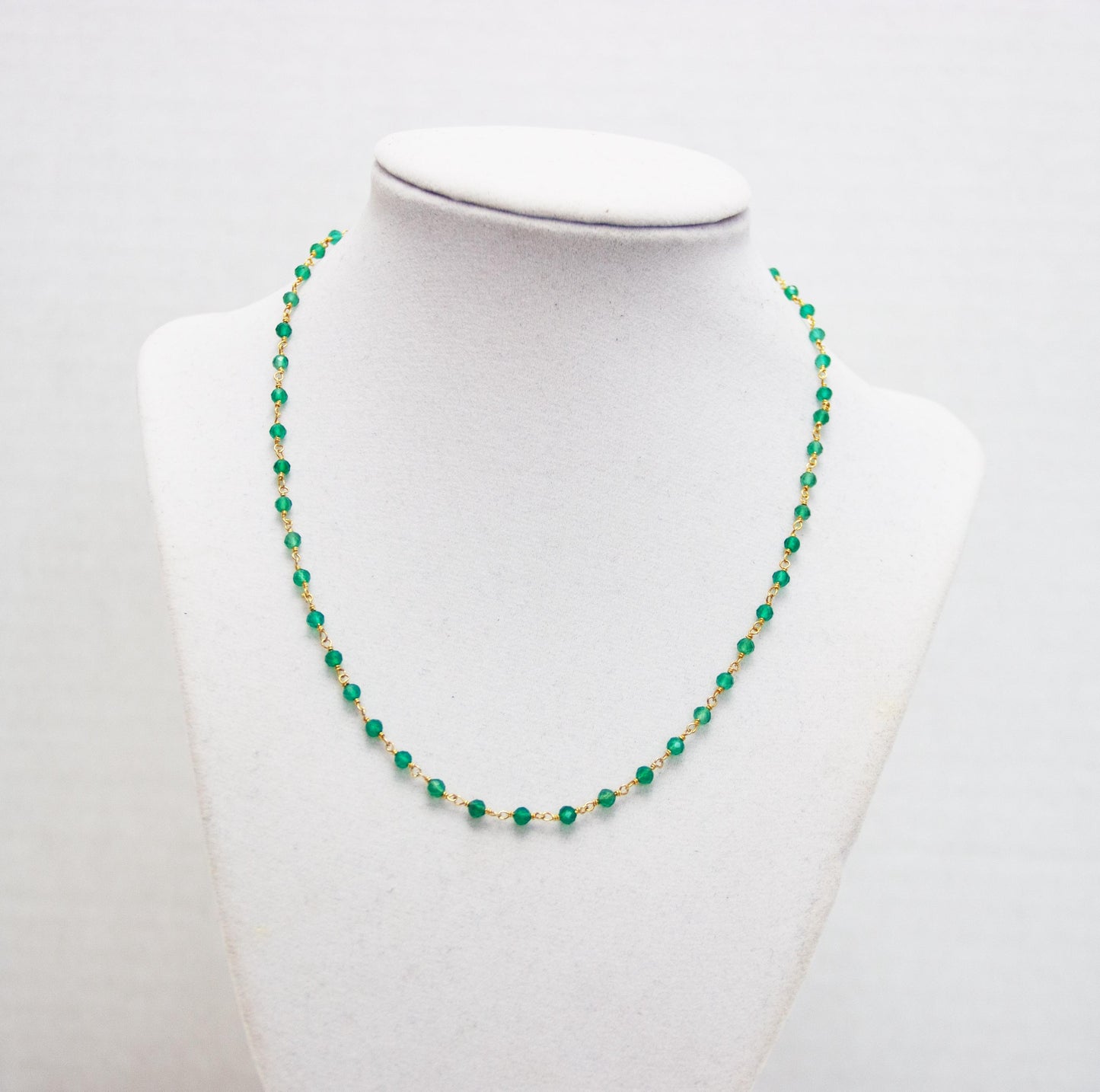 Dainty 18K Gold Plate Chain with Stones 16"