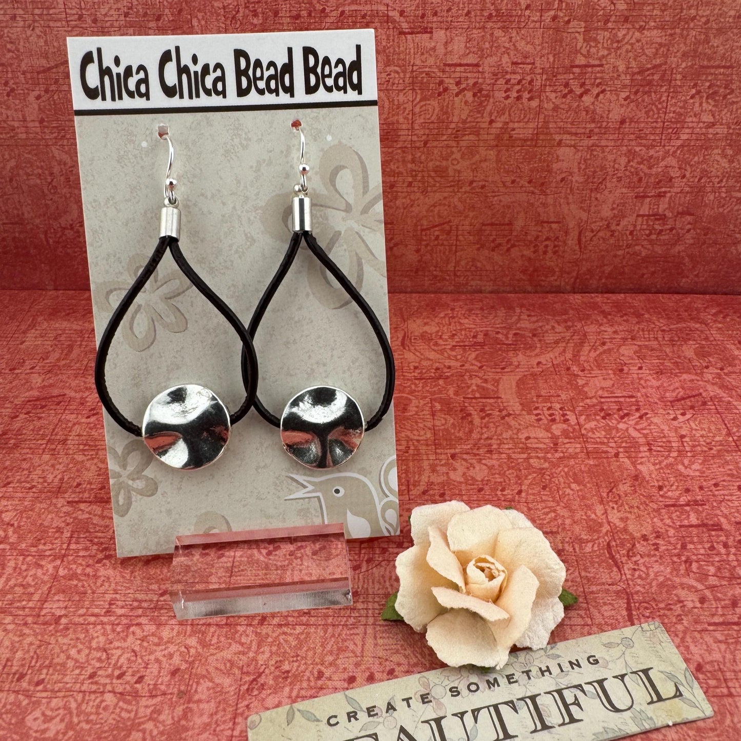 Leather Freshwater Pearl Earrings 2.5"