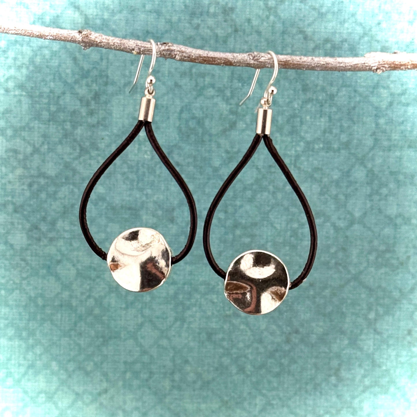 Leather Freshwater Pearl Earrings 2.5"
