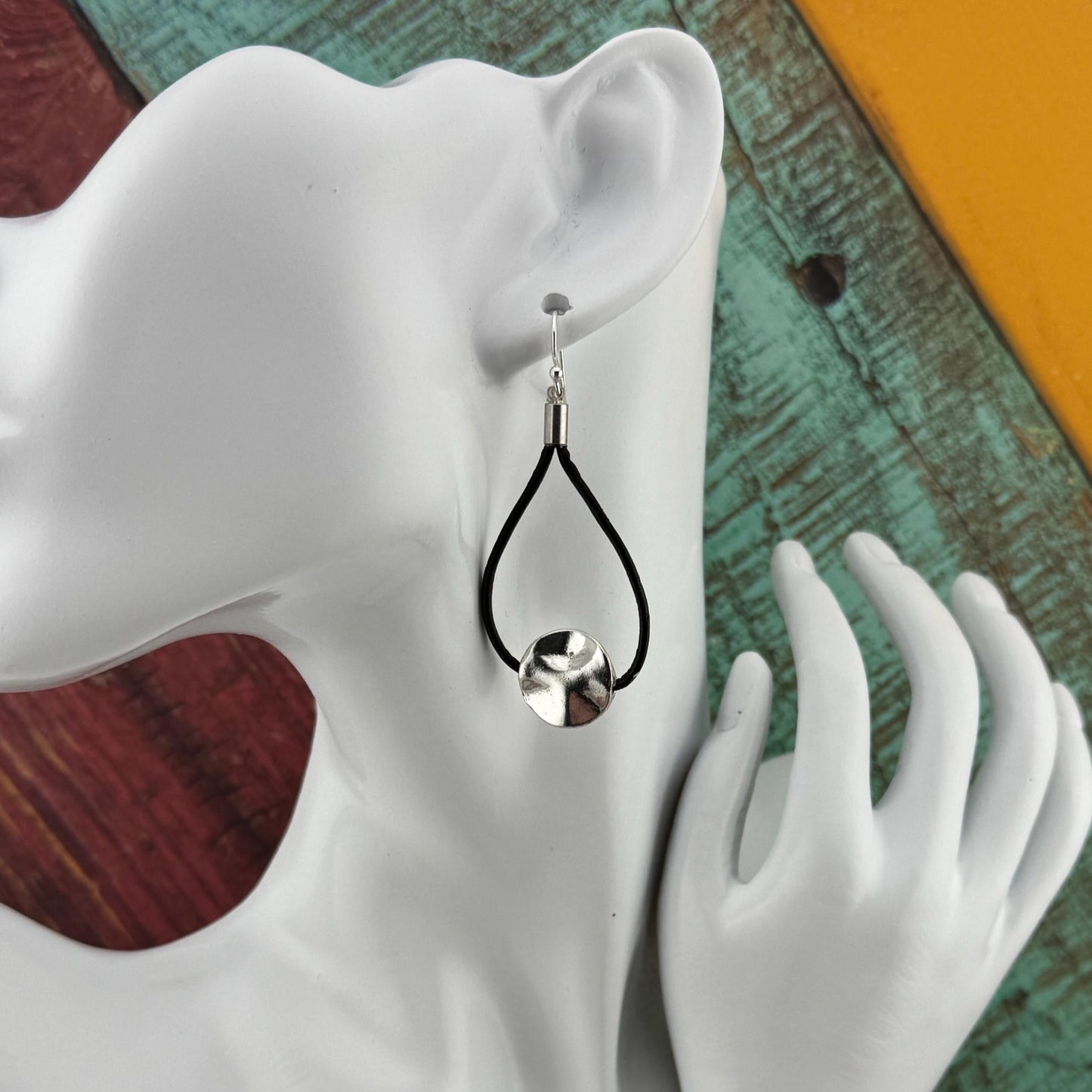 Leather Freshwater Pearl Earrings 2.5"