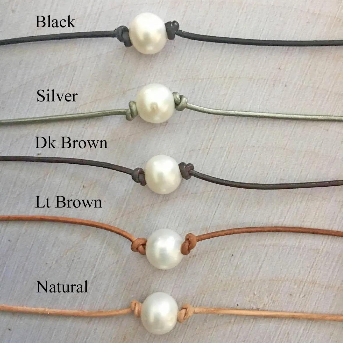 Single Freshwater Pearl and Leather in 5 Colors 16" or 18"